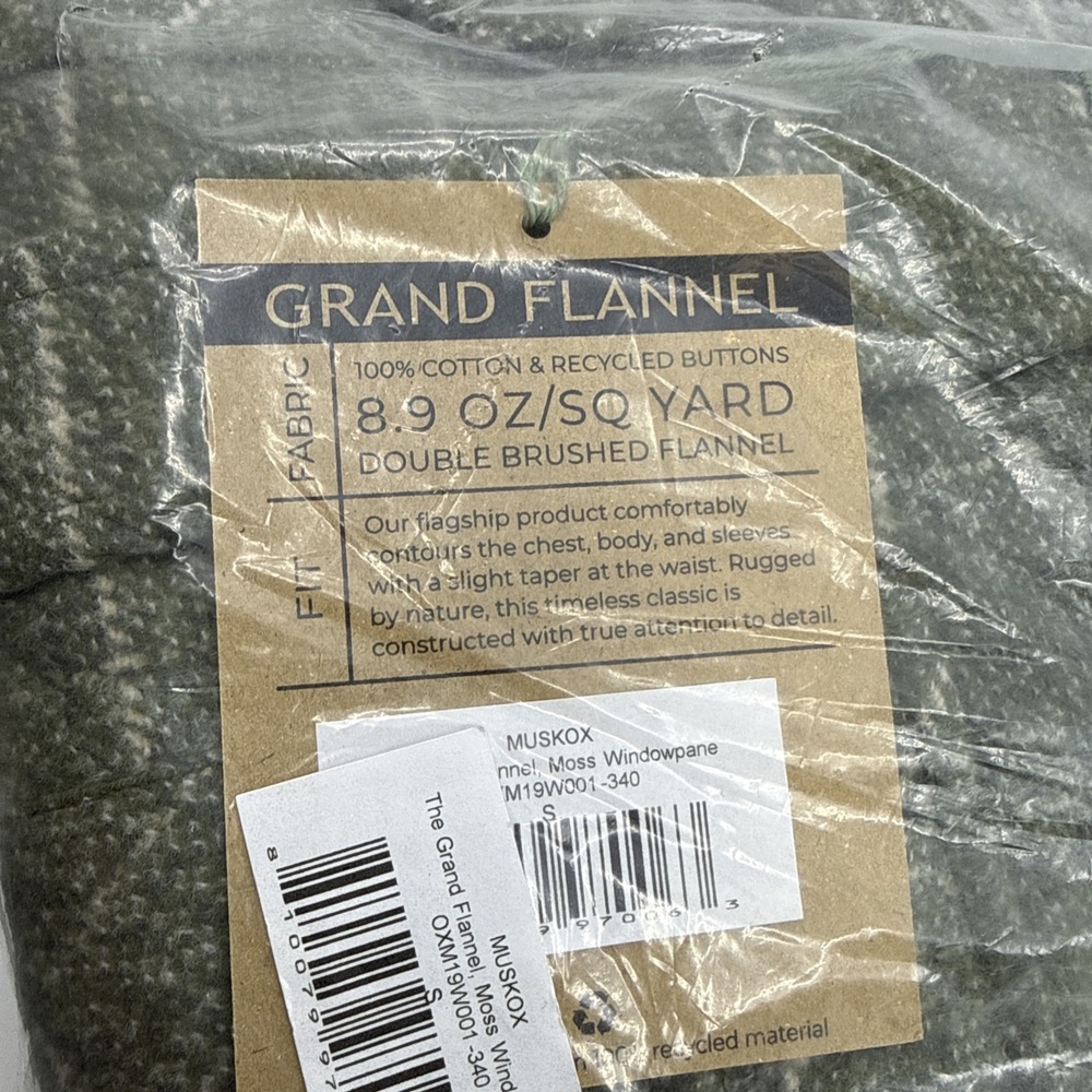 Musk Ox Mens Small The Grande Flannel Moss Windowpane 100% Cotton New With Tags - Picture 7 of 7